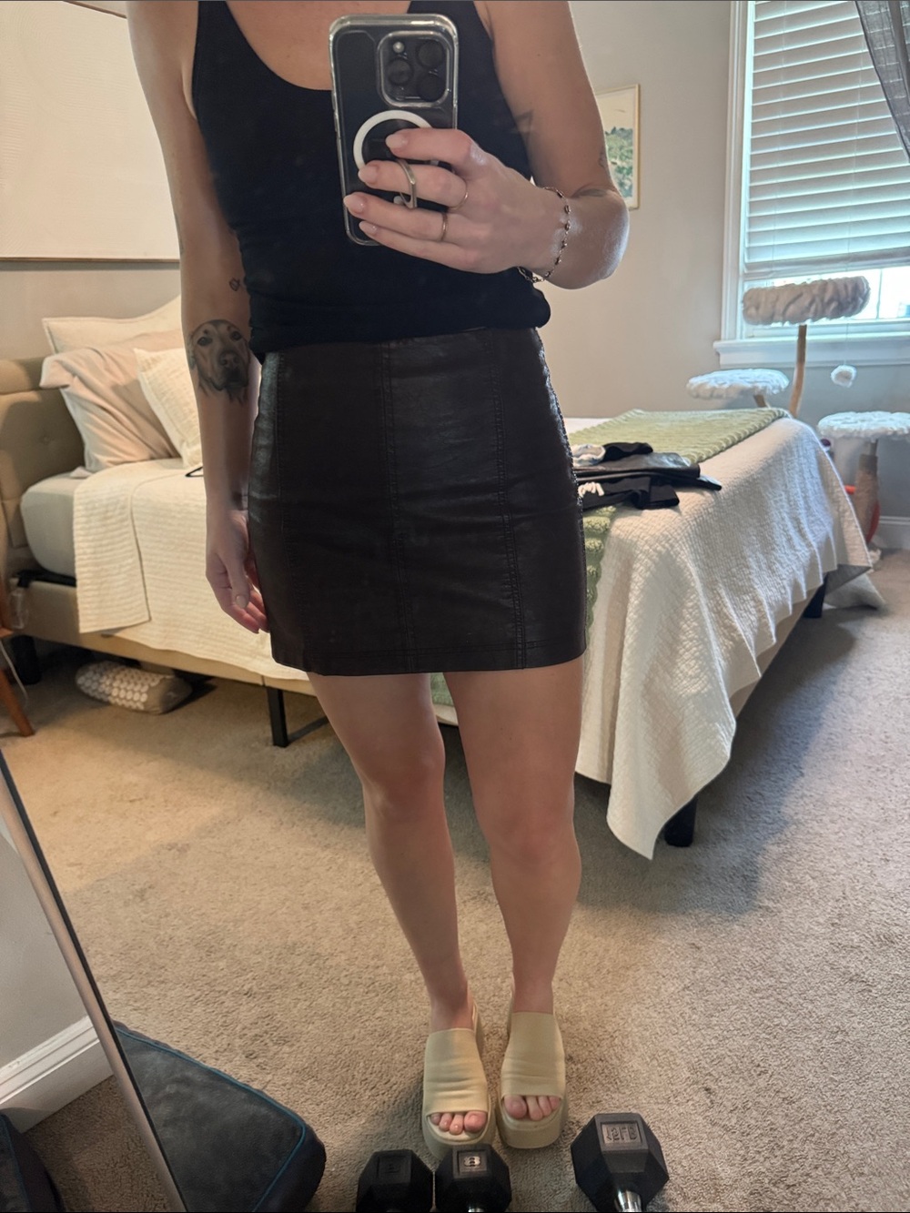 Free People Brown Faux Leather Mini Skirt